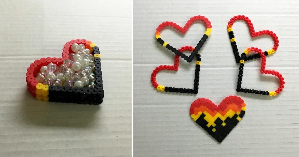 Vide-poche coeur en perles a repasser