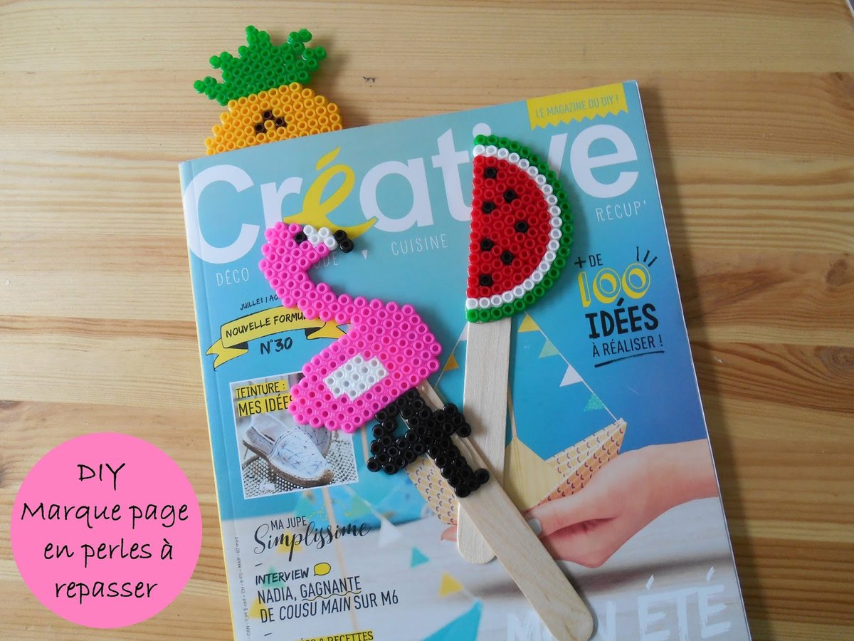 Marque-pages en perles a repasser : ananas, flamant rose, pasteque