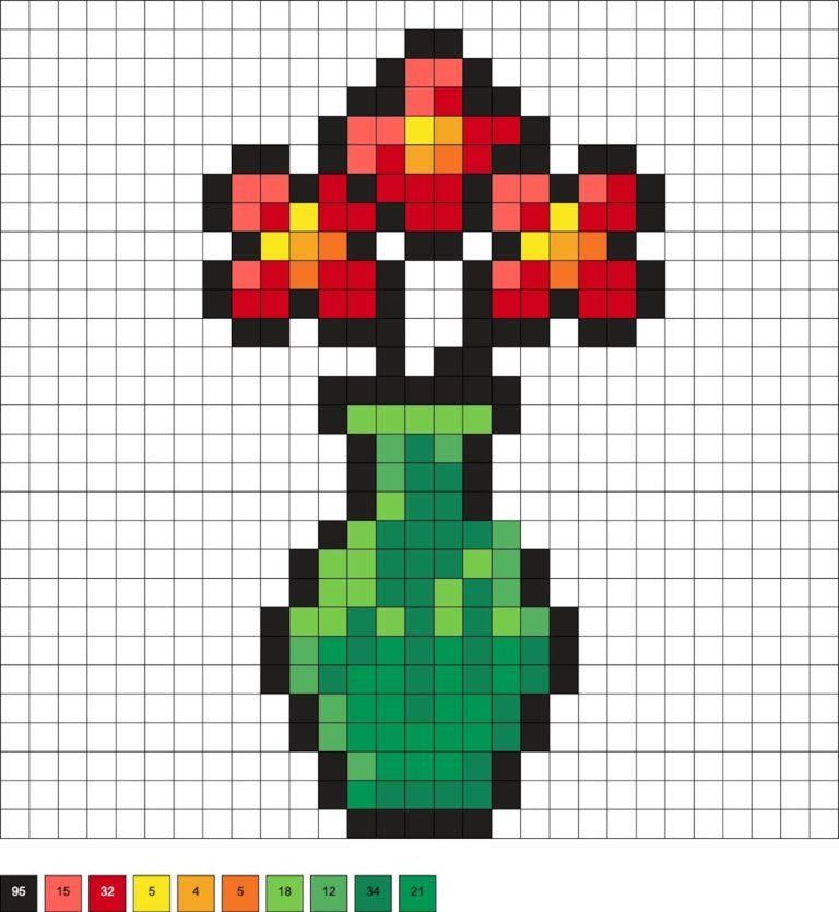 Fleurs dans un vase en perles a repasser