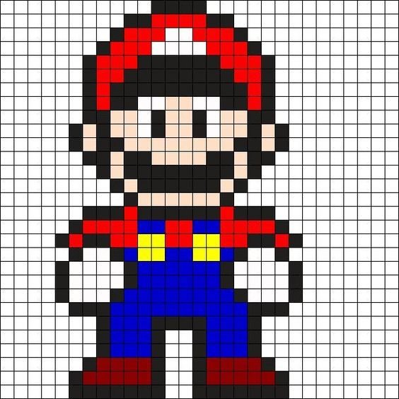Grille Mario 8-bit en perles Hama