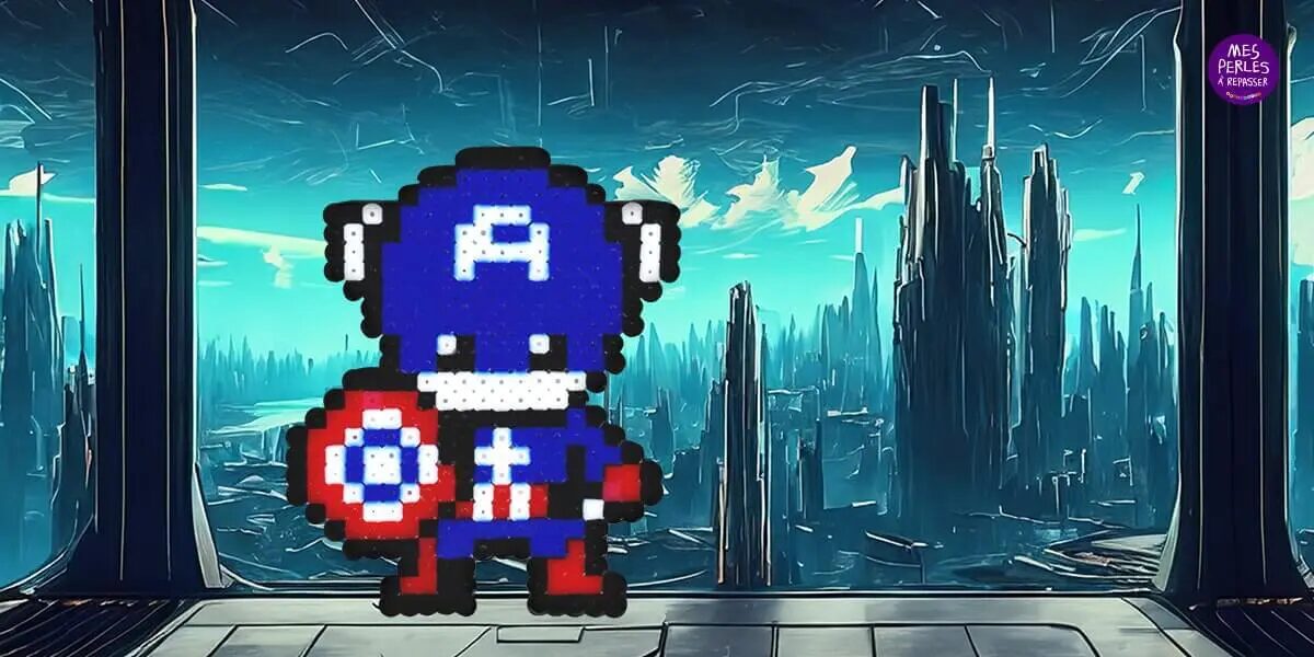 Modèle Captain America en perles à repasser