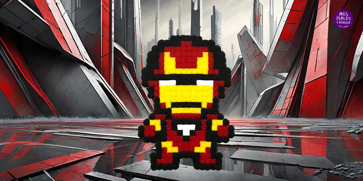 Modèle Iron Man en perles à repasser