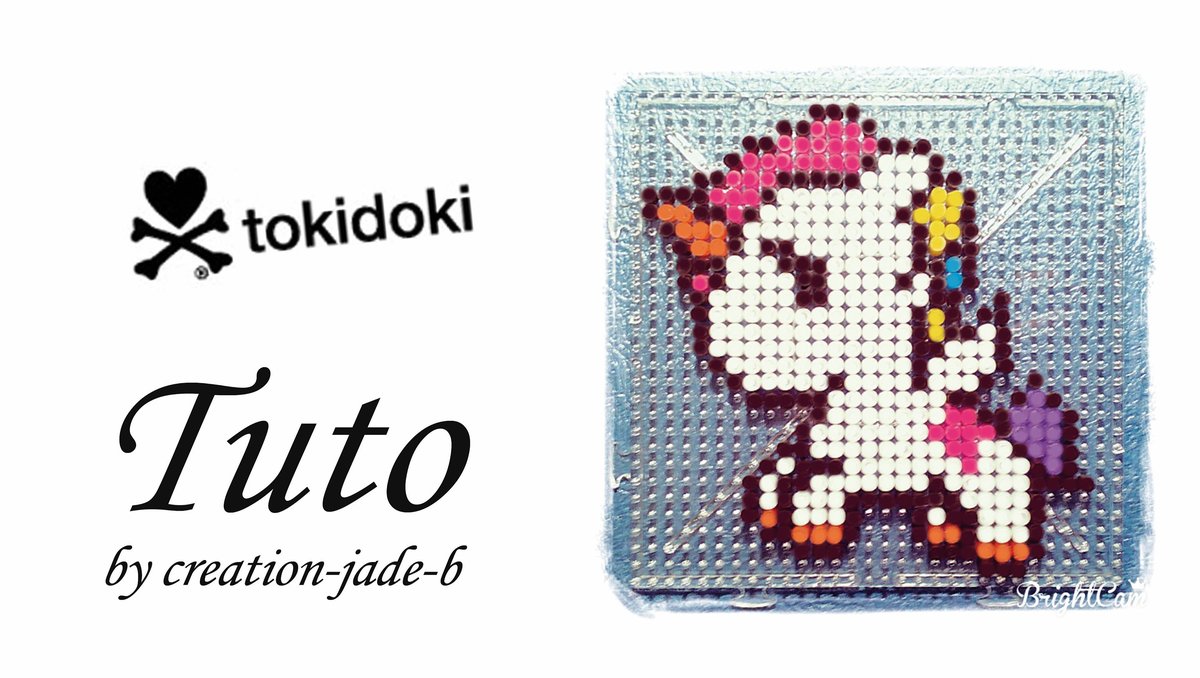 Licorne façon tokidoki en perles à repasser sur plaque carrée