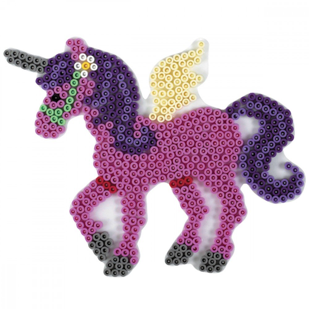 Poney-licorne violet ailé et pailleté en perles Hama