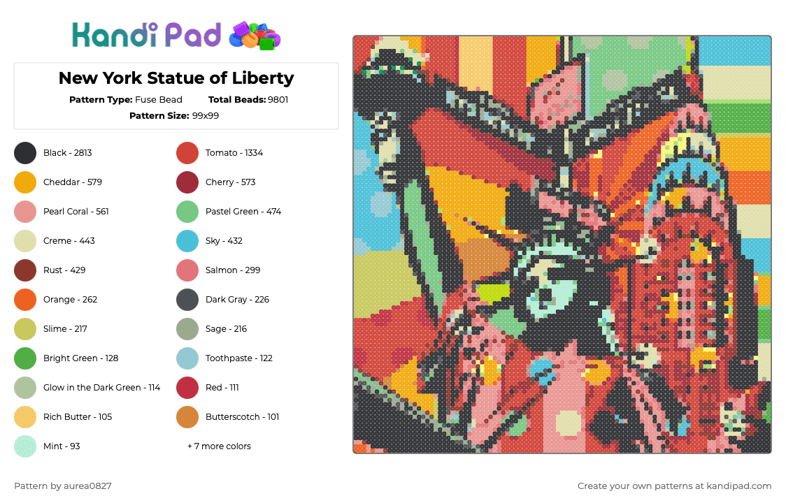 Statue de la Liberté en perles à repasser