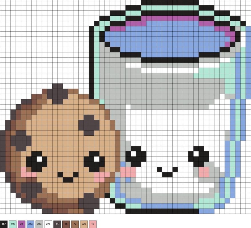 Lait et cookie en perles a repasser