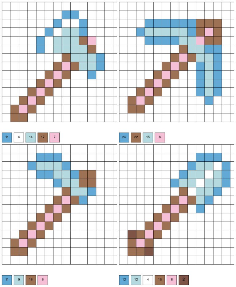 Pioche et outils diamant Minecraft en perles a repasser