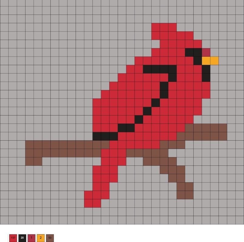 Cardinal rouge en perles a repasser