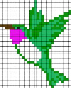 Colibri vert en perles a repasser