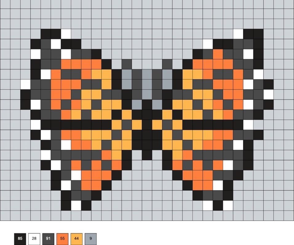 Papillon monarque en perles a repasser (variante)