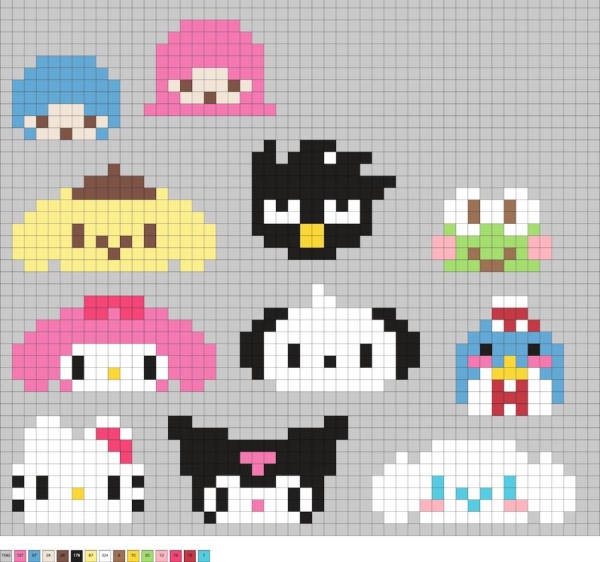 Personnages Sanrio terminés et repassés