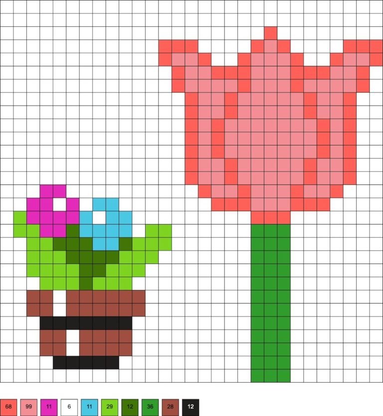 Tulipe et vase en perles a repasser