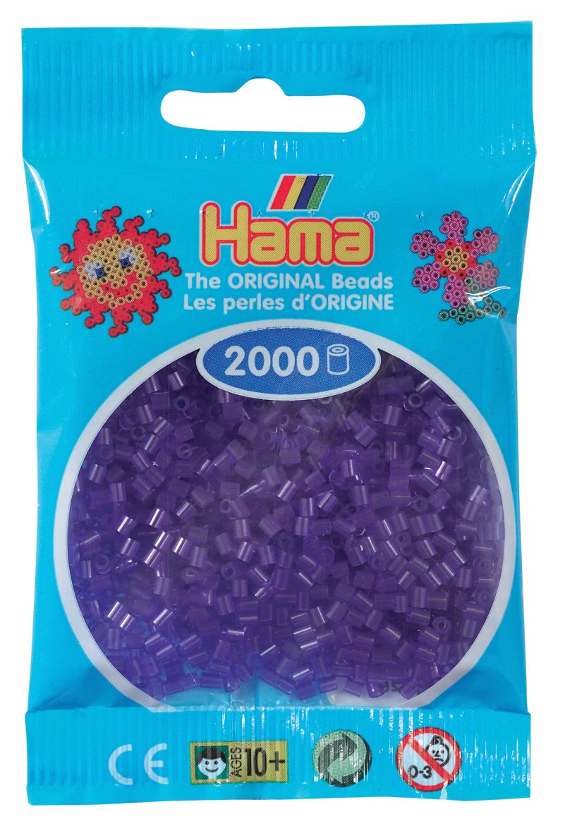 Perles à repasser Hama Mini (Ø 2,5 mm) — sachet de 2000 perles violet transparent (501-24)
