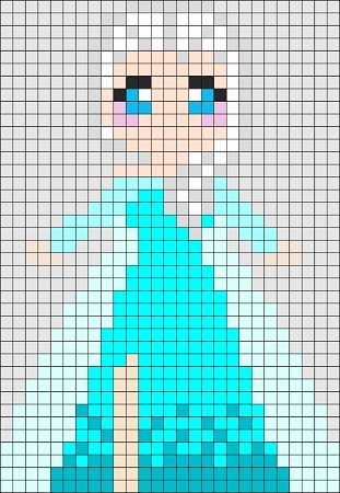 Grille modele d'Elsa facon kawaii en perles a repasser