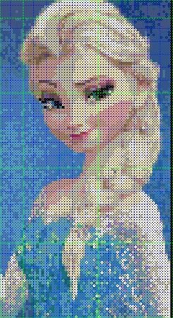 Portrait d'Elsa en mosaique de perles a repasser