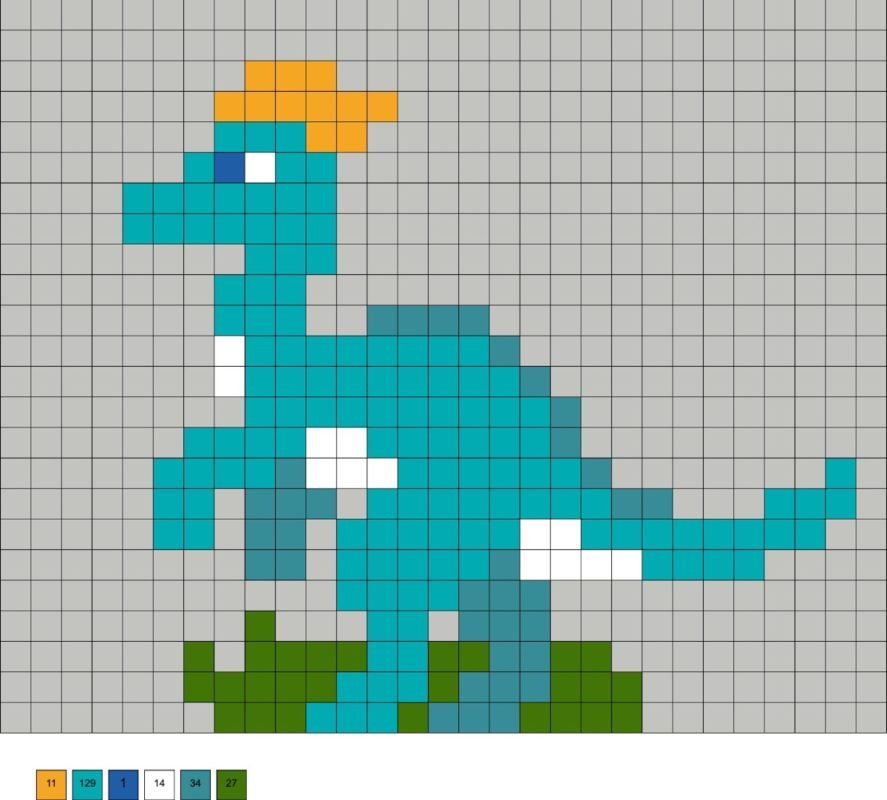 Petit dinosaure coloré en perles à repasser