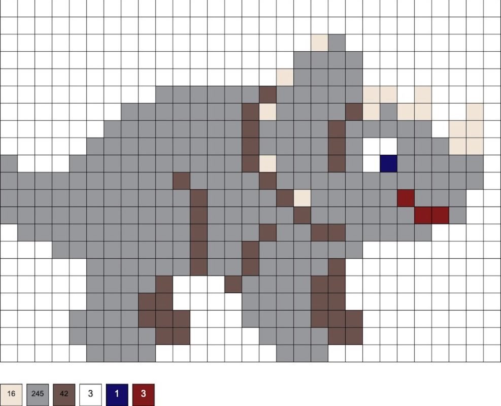 Grille de tricératops à reproduire en perles