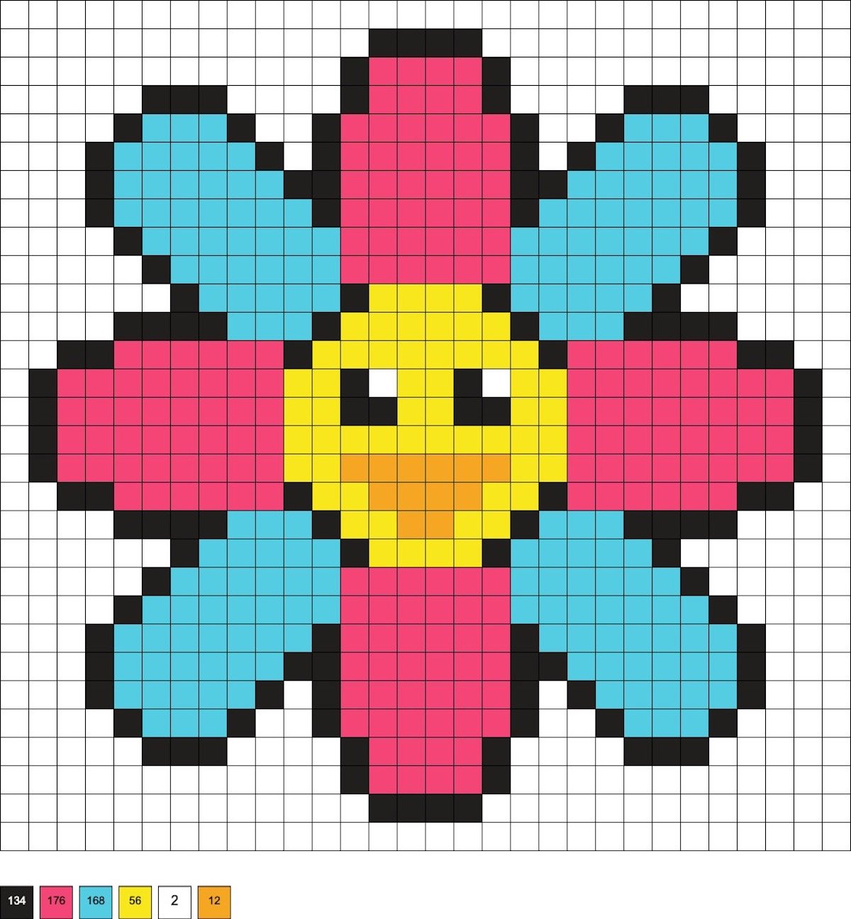 Fleur graphique façon rétro en perles à repasser