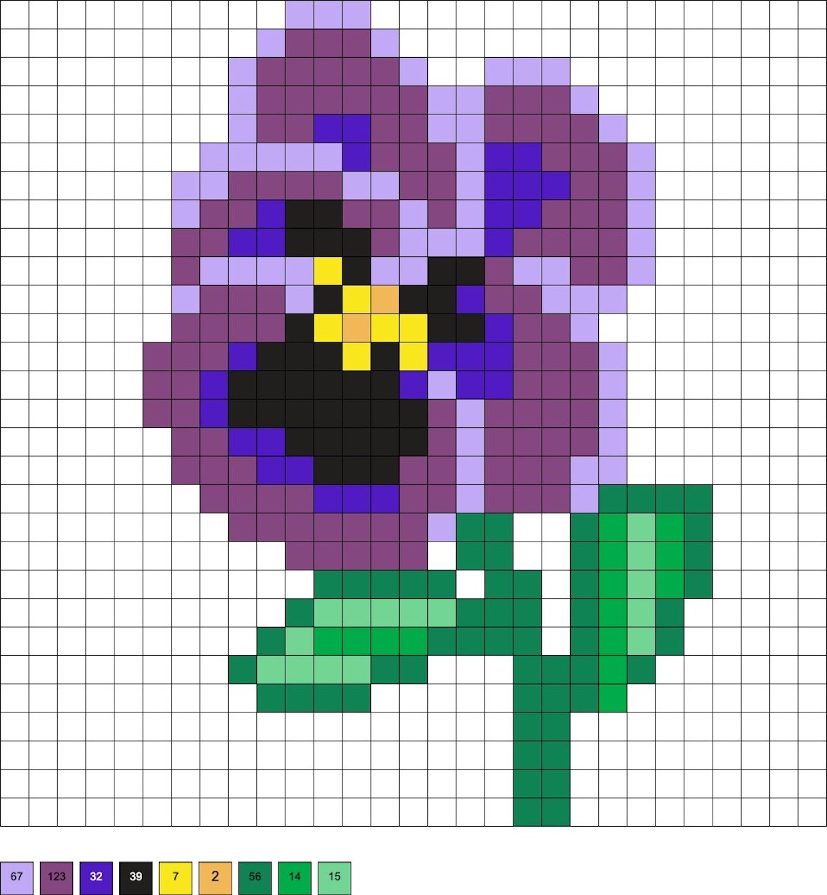 Pensée violette en perles à repasser