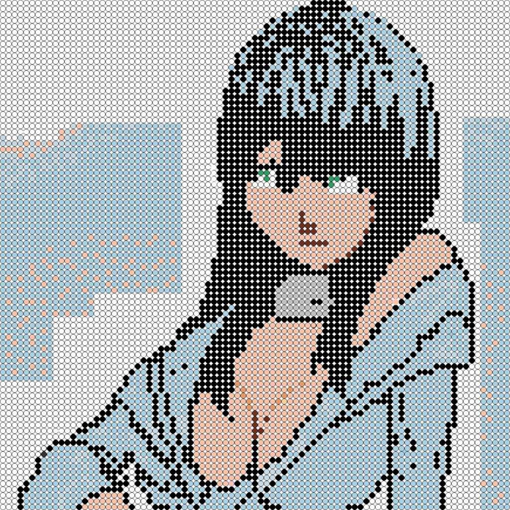 Grille de personnage manga aux cheveux noirs a suivre en perles
