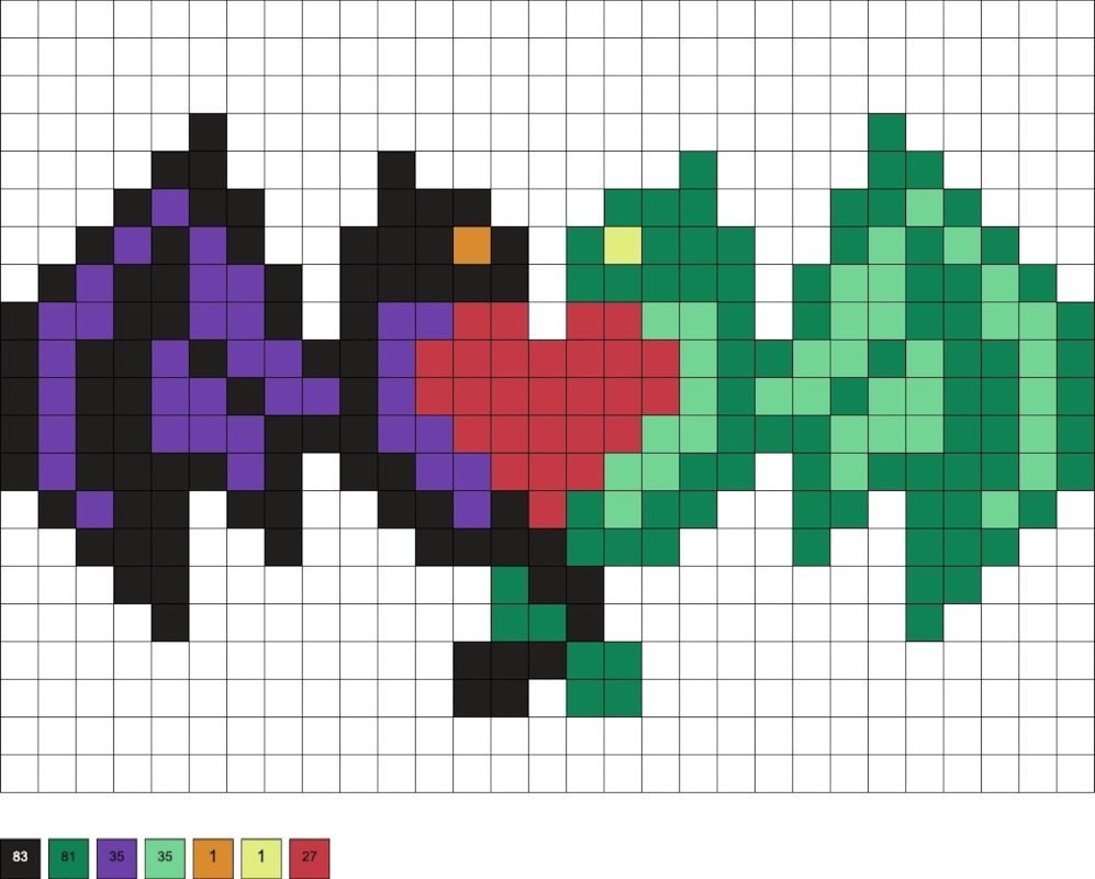 Dragon en perles a repasser avec un coeur