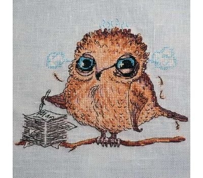 Grille de point de croix représentant un bébé hibou avec une lanterne, à convertir en perles à repasser case par case
