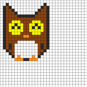 Hibou mignon marron jaune perles