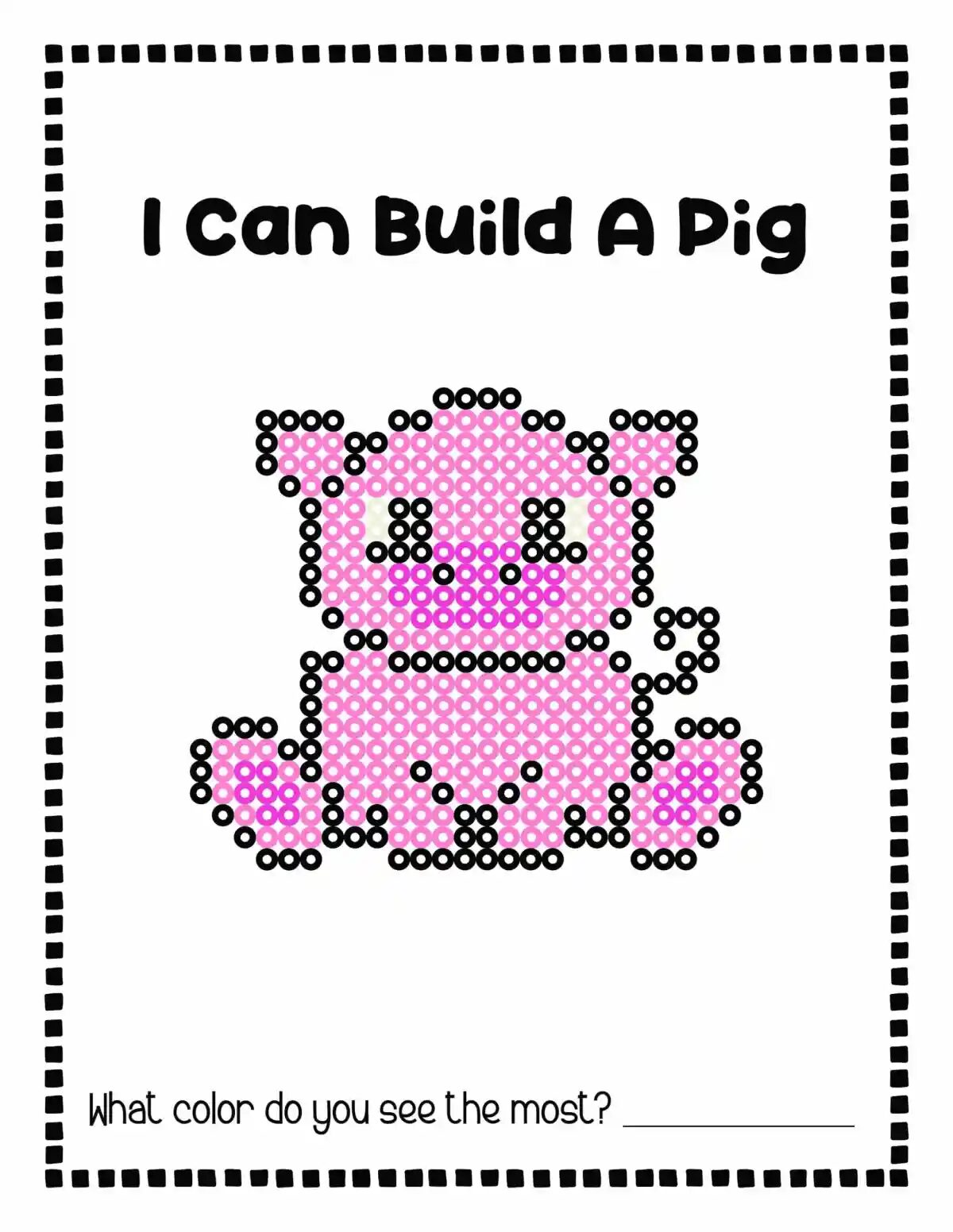 Un cochon rose assis, le modèle idéal pour une première création à la ferme.