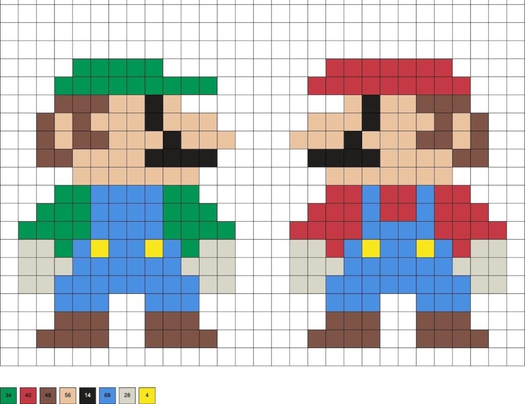Mini Mario et Luigi en perles a repasser