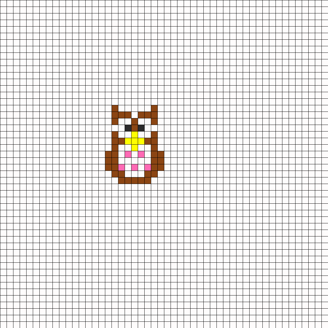 Mini modèle de hibou pixel marron et jaune en perles à repasser, format miniature
