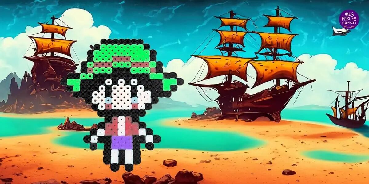 Personnage de One Piece en perles a repasser