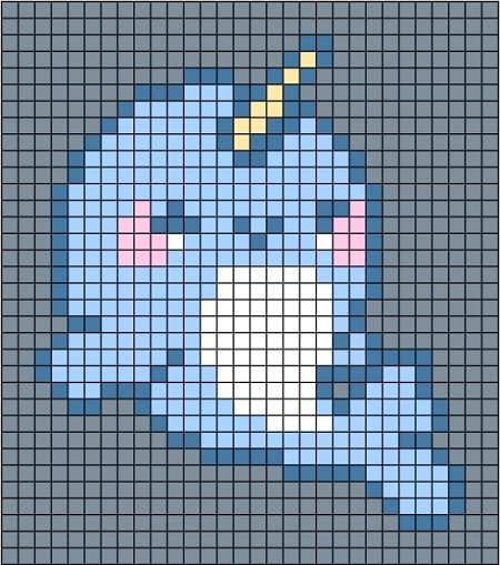 Modèle de narval kawaii en perles à repasser