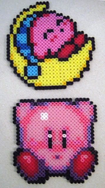 Kirby sur la lune et Kirby classique en perles a repasser