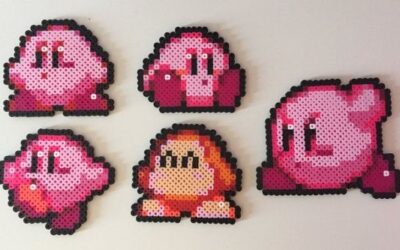 Kirby en perles à repasser : plus de 12 modèles tout ronds pour perler la petite boule rose