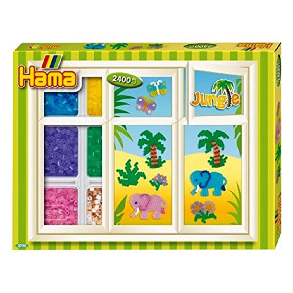 Perles à repasser Hama Midi — Coffret Jungle, env. 2400 perles + 3 plaques (3720)