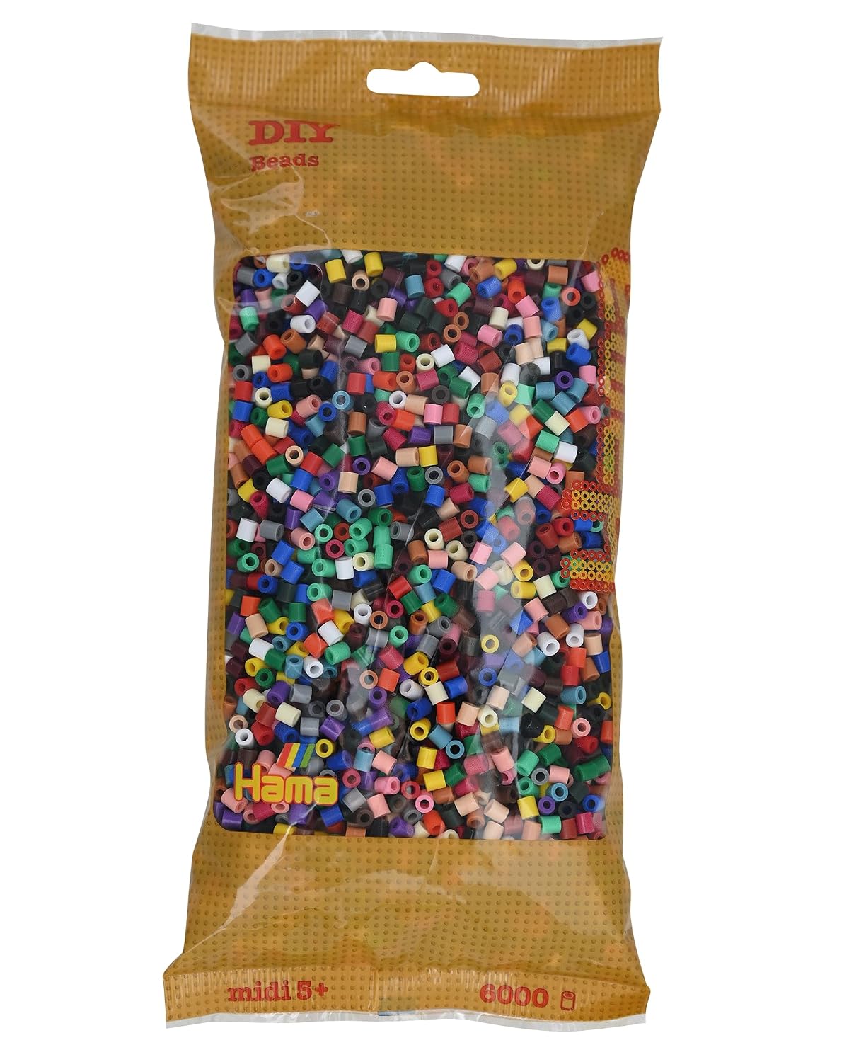 Perles à repasser Hama Midi (Ø 5 mm) — Sachet de 6 000 perles midi, 22 couleurs unies (205-67)