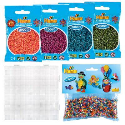 Perles à repasser Hama Mini — Coffret 6000 perles 52 couleurs + 4 plaques (S245)