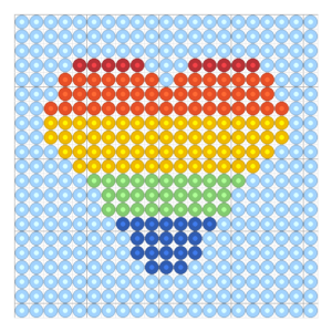 Grille coeur arc-en-ciel en perles a repasser