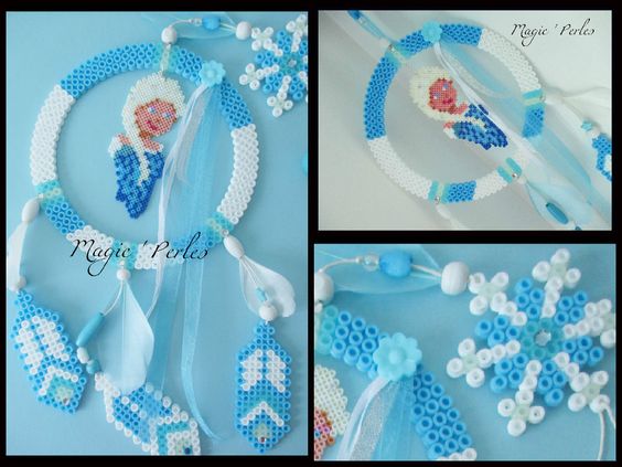 attrape reves reine des neiges perles hama