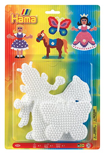 Hama - 4560H - Blister 3 Plaques pour Perles à Repasser Midi -  Princesse/Cheval/Papillon